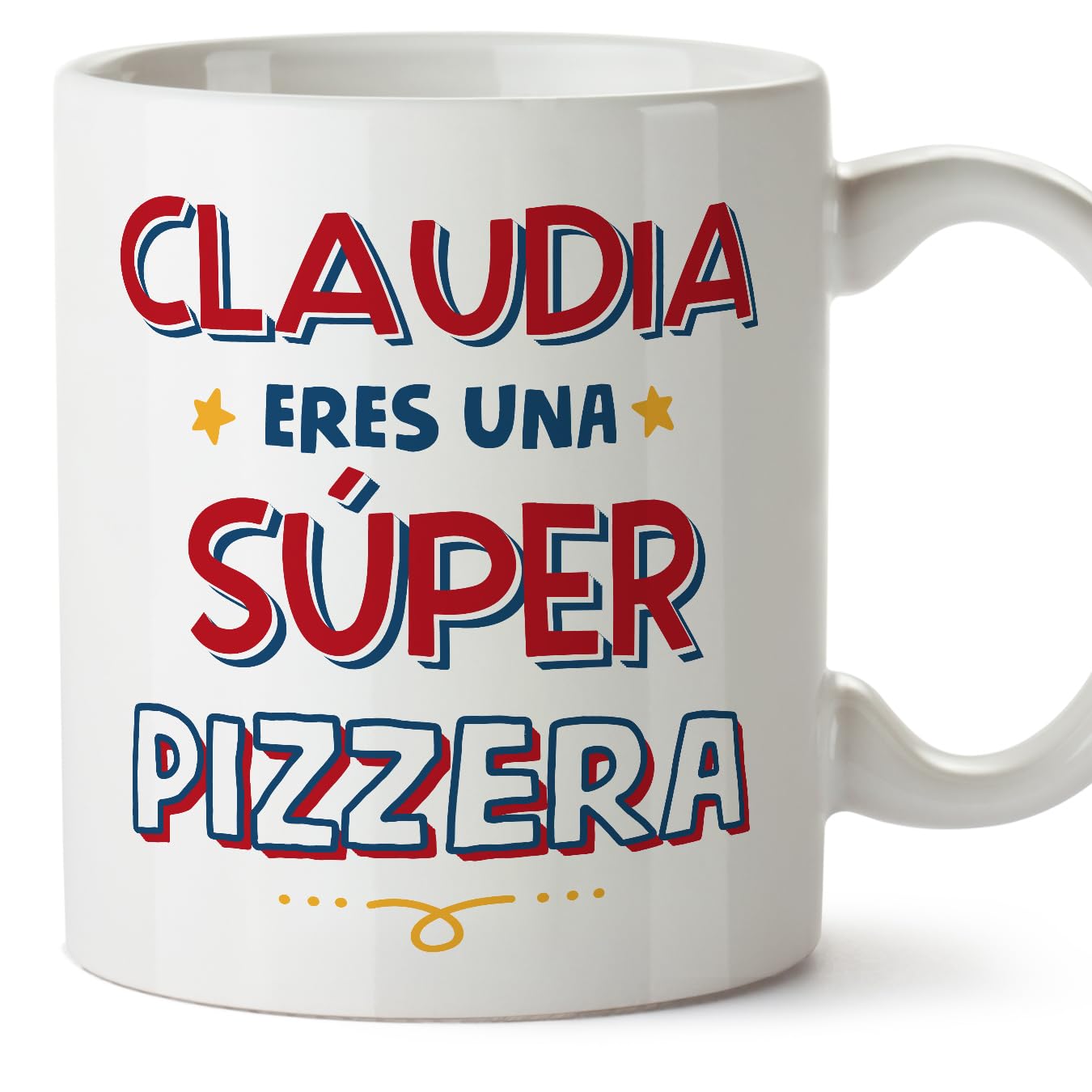 MUGFFINS Personalised Mug for Pizza Maker Woman - in Spanish - Eres Súper - Funny Custom Gift for Colleagues - Ceramic 11oz Mug