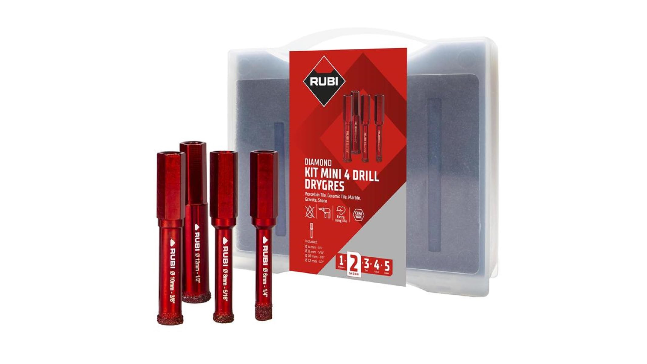 Rubi Tools Mini Drygres 4Drill Tool Kit, 05968