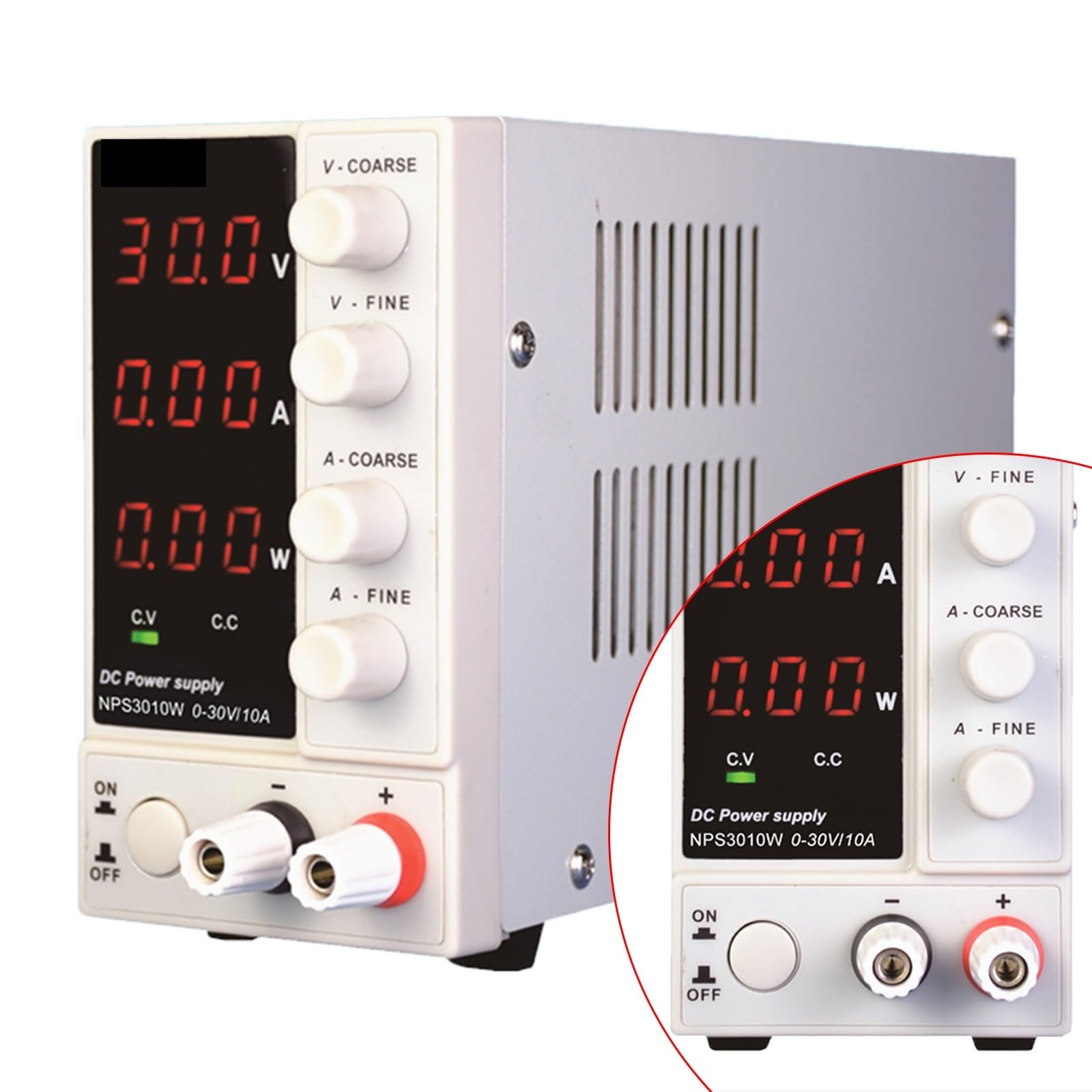Fuente de alimentación de CC, Fuente de alimentación CC ajustable, fuente laboratorio con 7 protecciones y voltaje dual(NPS605W)