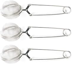 Snap Ball Tea Strainer with Handle for Loose Leaf Tea and Mulling Spices Stainless Steel Strainer Perfect Pincer Tea Ball Tea Infuser Tea Filter Tea Tong by DATO - 3 Pack