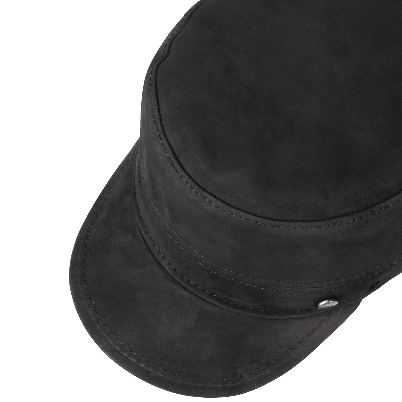Lierys Cubano Leather Army Cap Women/Men Black 7 1/4