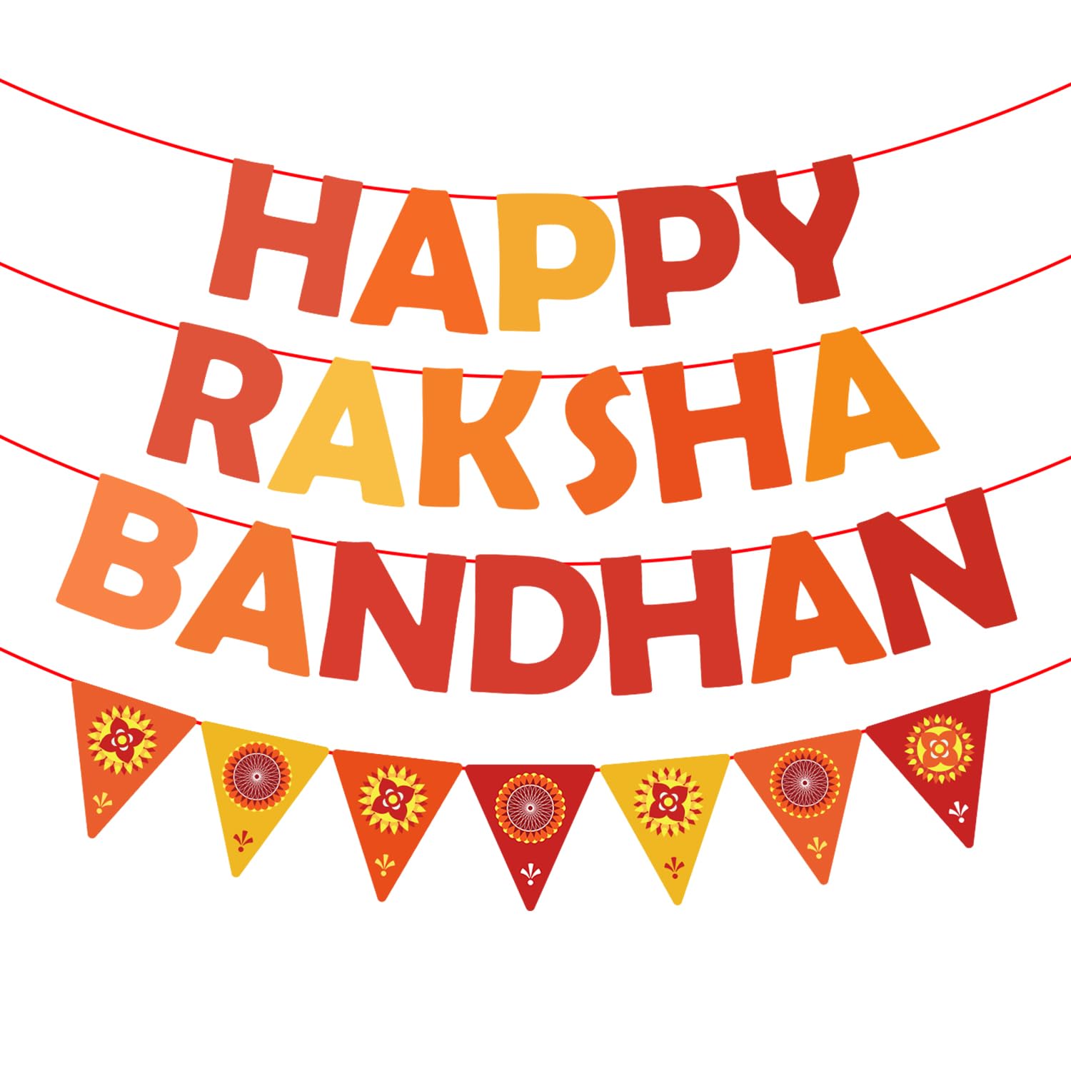 Party Propz Happy Rakshabandhan Banner - Pack of 2 Pcs Happy Rakshabandhan Pennant Banner, Rakhi Decoration Items, Rakshabandhan Decoration Items (Red and Yellow)(Cardstock)-picture-29