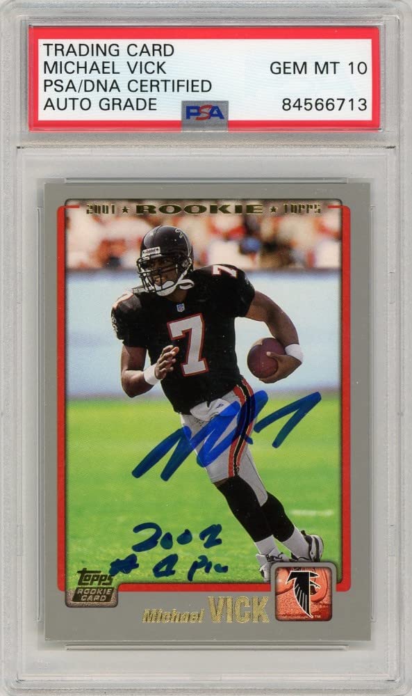 Michael Vick 2001 Topps Autograph Rookie Card 2001#1 Pick #311 PSA/DNA 10