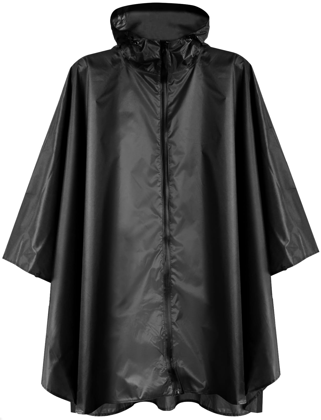 Anyoo Lightweight Waterproof Rain Poncho Reusable Ripstop Breathable Raincoat with Hood for Outdoor Activities, Black,