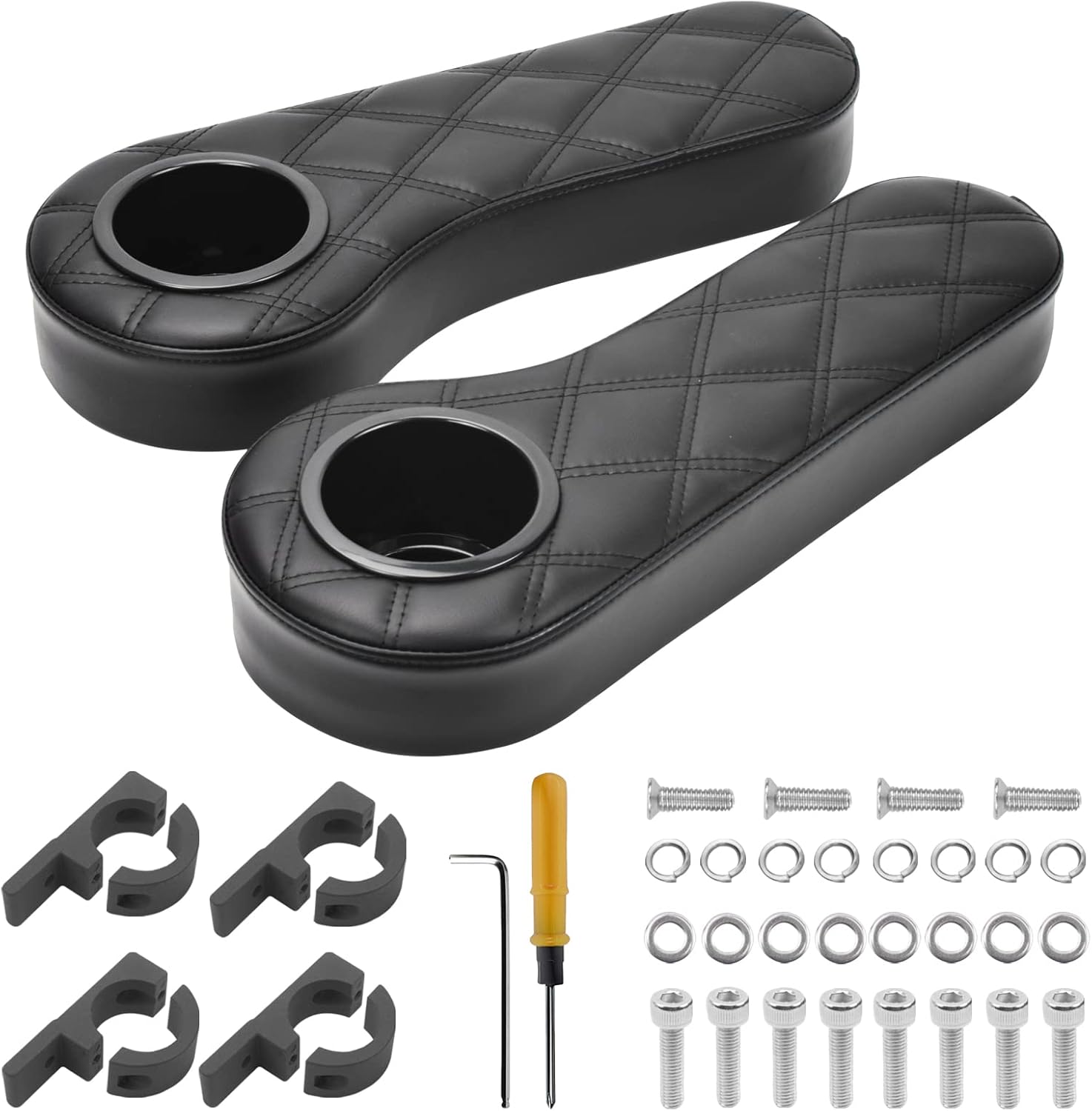 NOKINS Golf Cart Diamond Armrest with Cup Holder, No