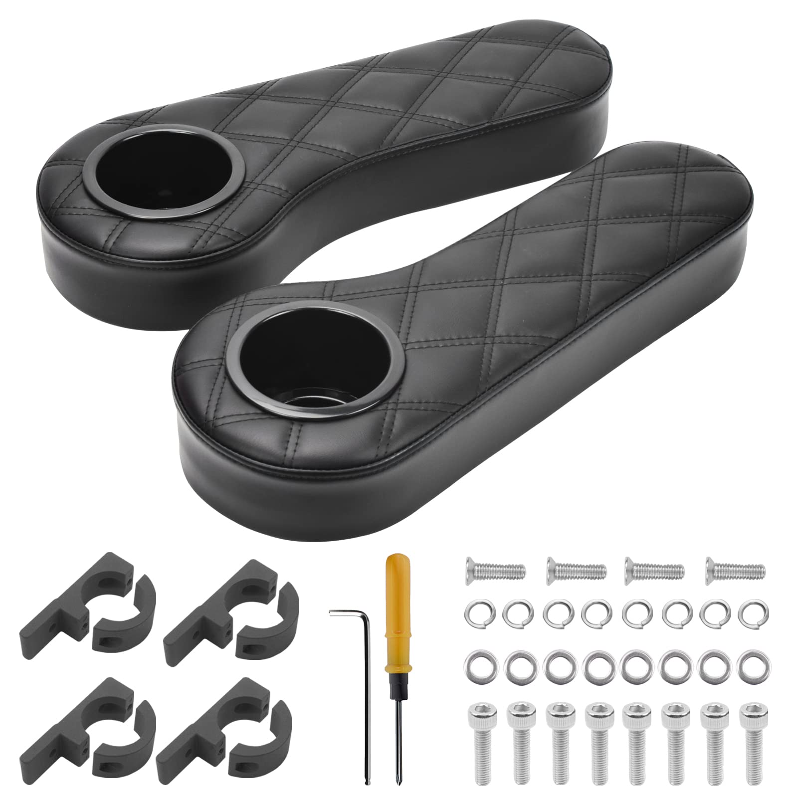 NOKINS Golf Cart Armrest with Cup Holder, No Drilling,Golf Cart Armrest