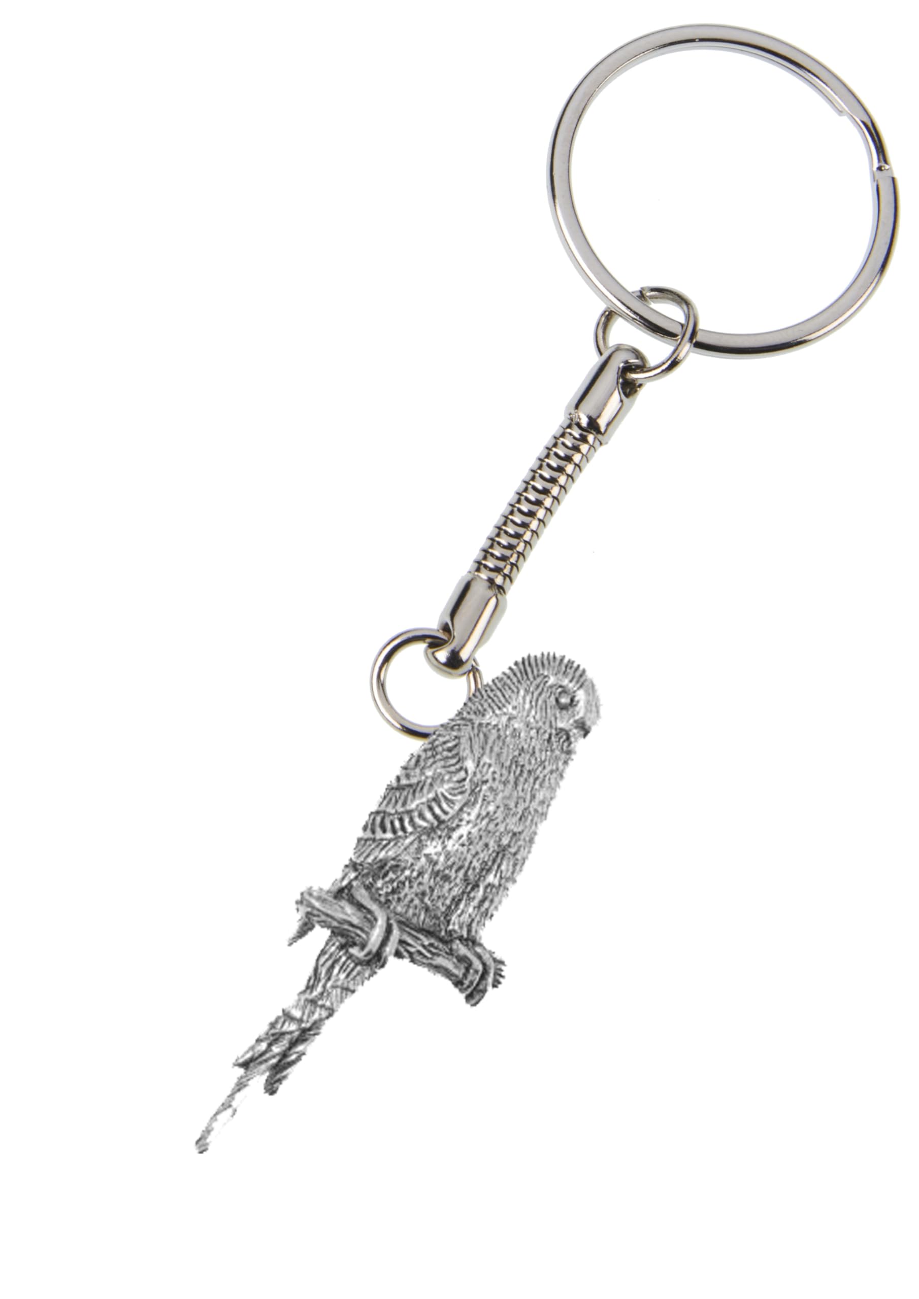 Prideindetails Silver Budgerigar Pp-B05 Made Of Fine English Pewter On A Snake Keyring