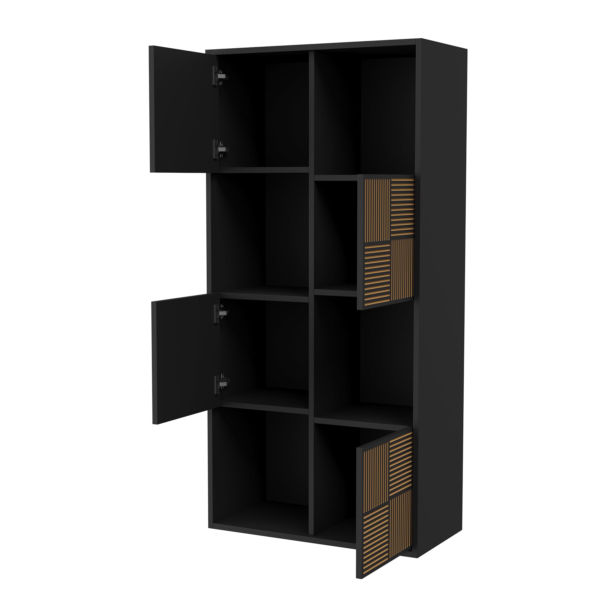 Würfelregal Bücherschrank mit 8 Fächer, Schwarz Bücherregal Raumteiler Regal für Wohnzimmer,Büro,Kinderzimmer, MDF Holz,Horizontal oder Vertikal