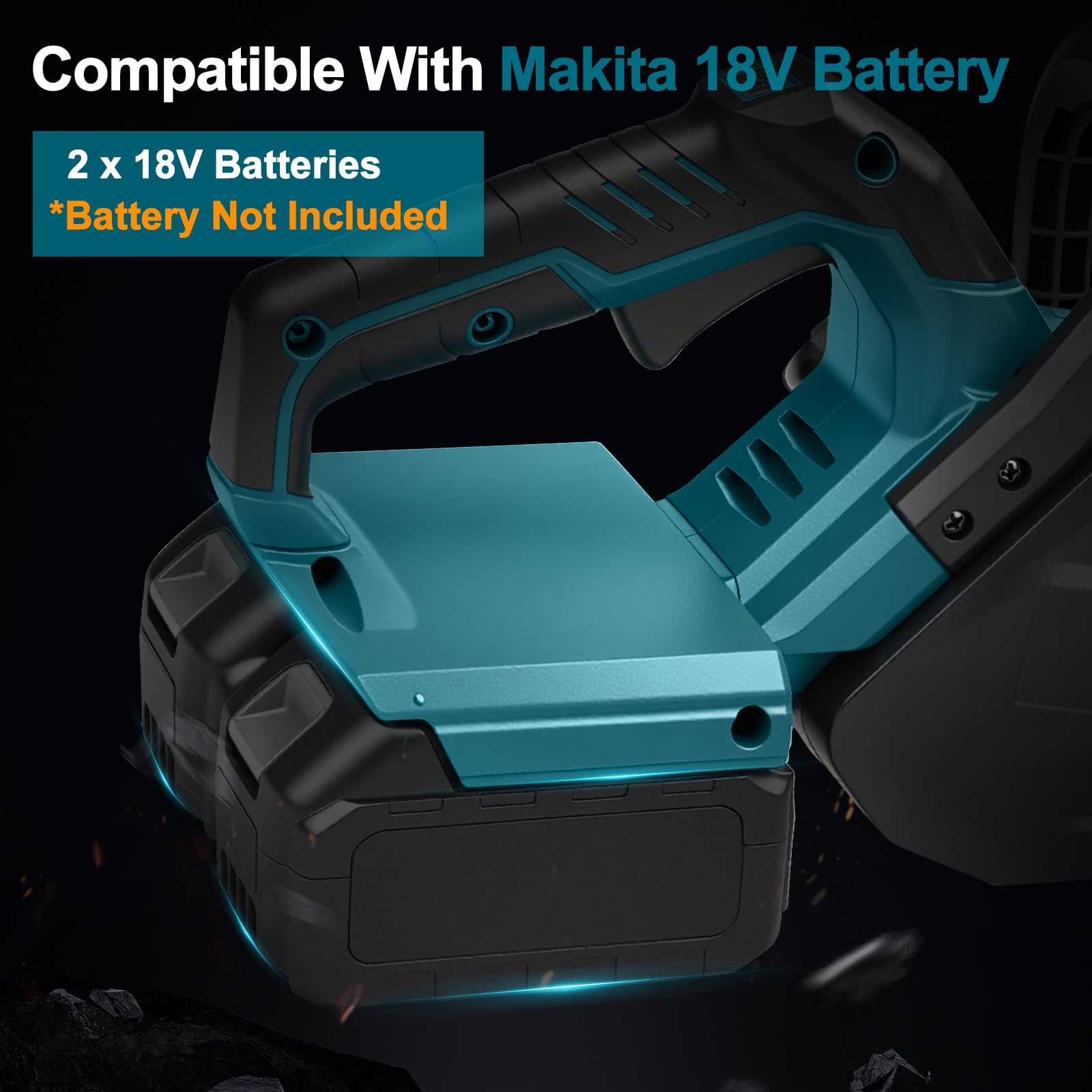 Motosierra eléctrica con batería de 16 pulgadas con riel de 40 cm, para batería Makita de 18 V, motor sin escobillas de 1600 W, tensión de cadena sin herramientas y lubricación automática (sin batería