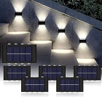 Solar Powered Solar Up Down LED Wall Lights, Porch Light, Outdoor Light 2-Way Model Waterproof Solar Led Wall Decor Lamp I Auto On Off Light Sensor Wall Mount Solar Deck Lights(pack of 1)