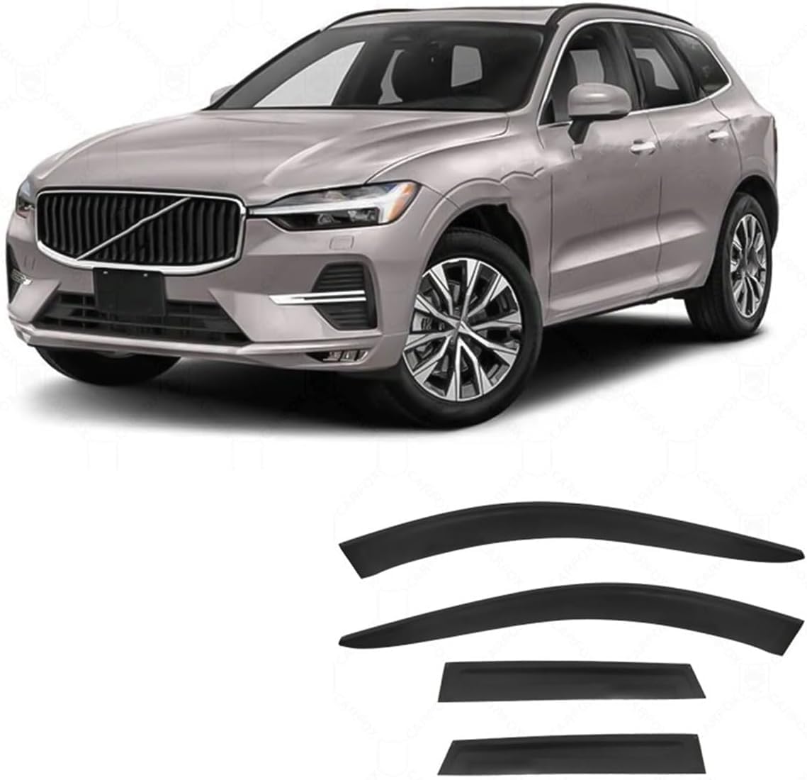 Liufangfc Normal Wind Deflectors For Volvo Xc60 Mk2 2018-2023+ – 4Pc Tape-On Smoked Visors, Weatherproof, Anti-Salt/Snow, Low-Noise