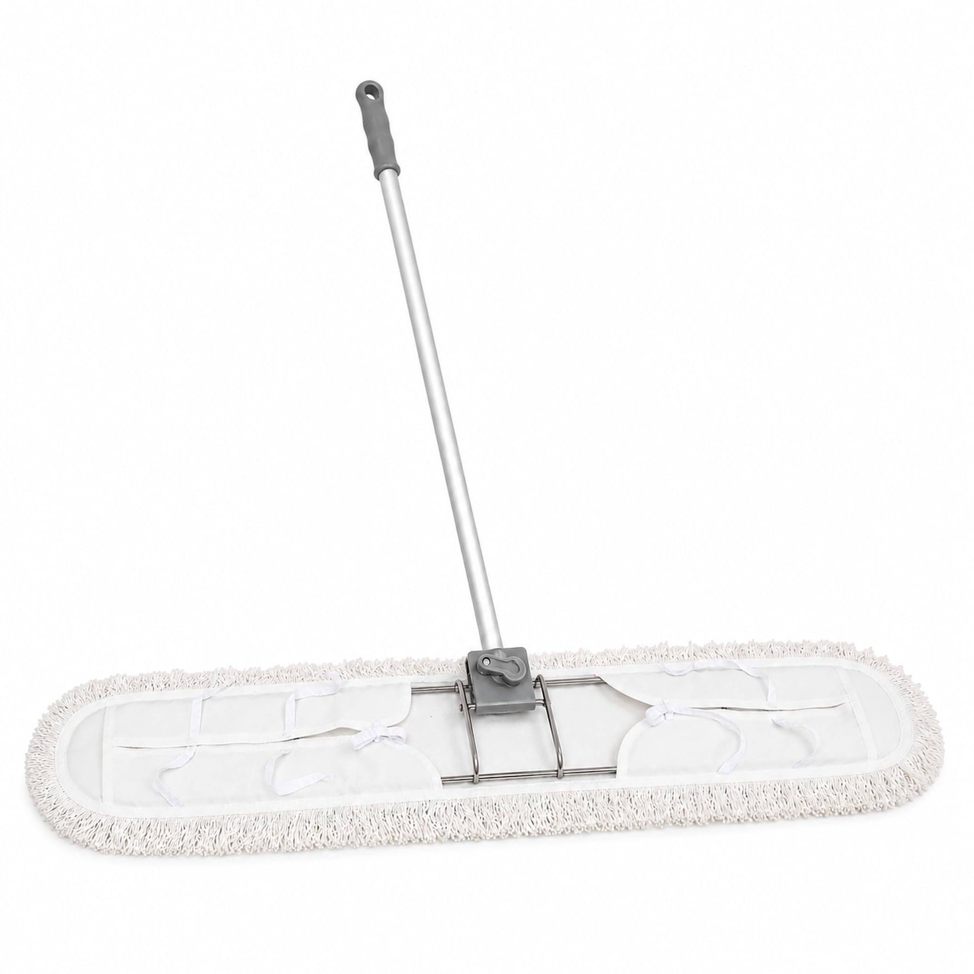 Wischmop-Set 160 cm, Profi Bodenwischer Edelstahl für Parkett | Edelstahlhalter und Baumwollmop aus deutscher Fertigung fuer Turnhallen und Tanzschulen. Ideal zur Trocken- und
