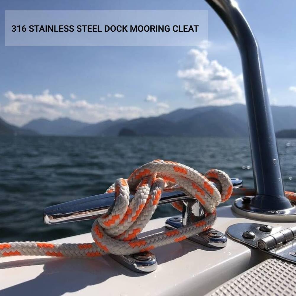 Boat Cleat 316 Stainless Steel Dock Cleats Heavy Duty Open Base Cleat for Kayak Boat Canoe Mooring Deck and Decor with Screws(4''/6''/8''/10'')