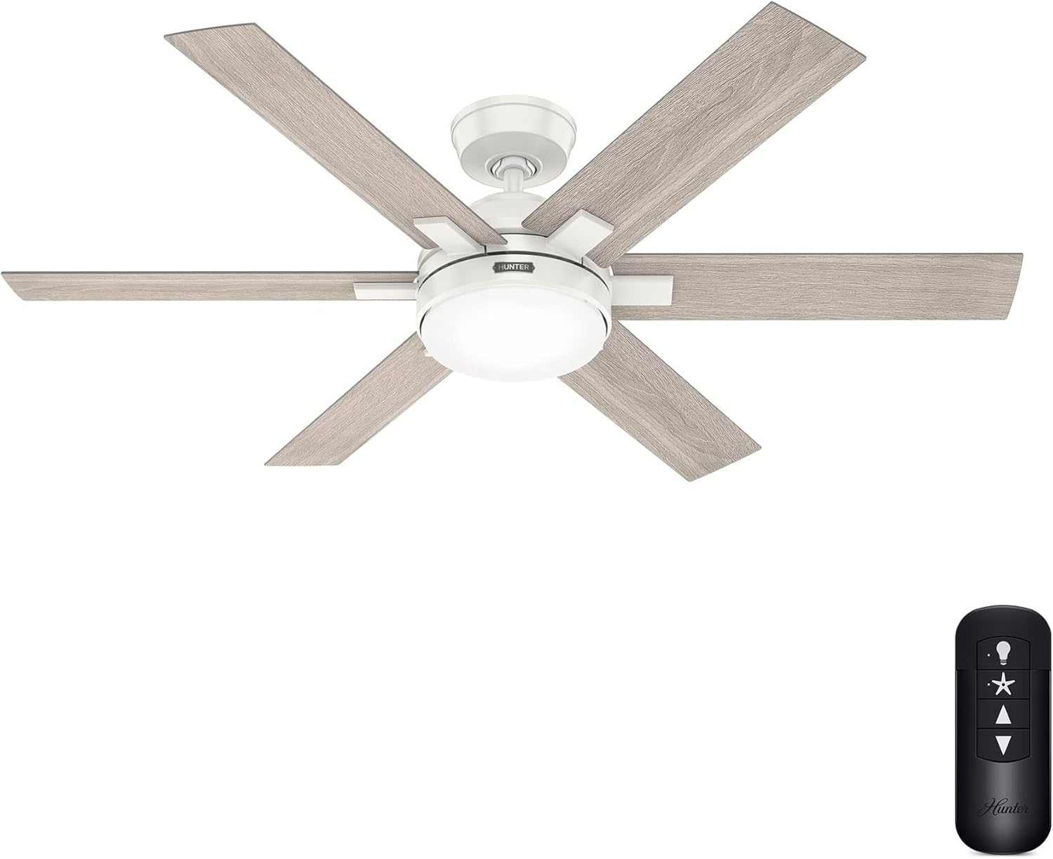 Hunter Fan 52 Inch Casual Fresh White Finish Indoor Ceiling Fan With LED Light Kit and Remote Control (Renewed)