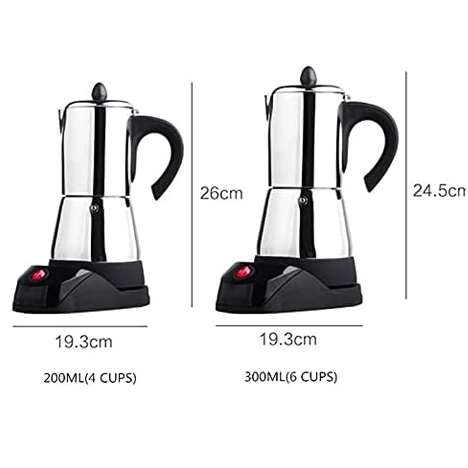 Elektryczny ekspres do kawy 220 V, elektryczny ekspres do kawy ze stali nierdzewnej, pojemność 4 filiżanek (200 ml) / 6 filiżanek (300 ml), automatyczne przełączanie (4 cups)