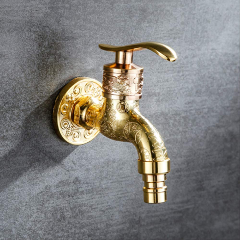 ZYCHSJXA Antique Bibcock Zinc Alloy Carved Wall Mount Retro Tap Decorative Outdoor Garden Washing Machine Mop Faucet Mci-B052