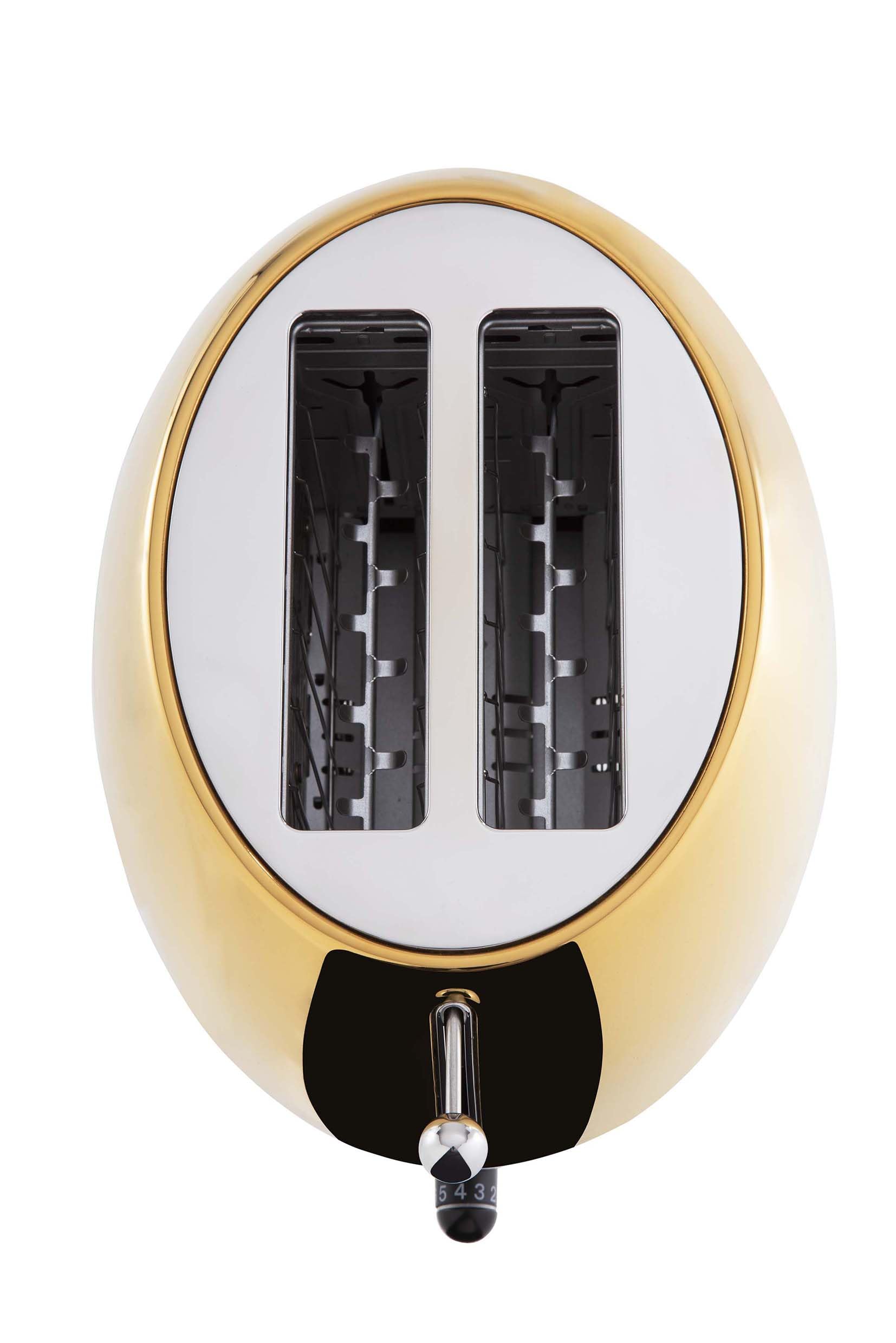 BUGATTI Romeo, Tostapane di Design Multifunzione in Acciaio Inox, 7 Livelli di Tostatura, 4 Funzioni, Pinze non Incluse, 870-1035 W, Colore Oro Giallo Lucido