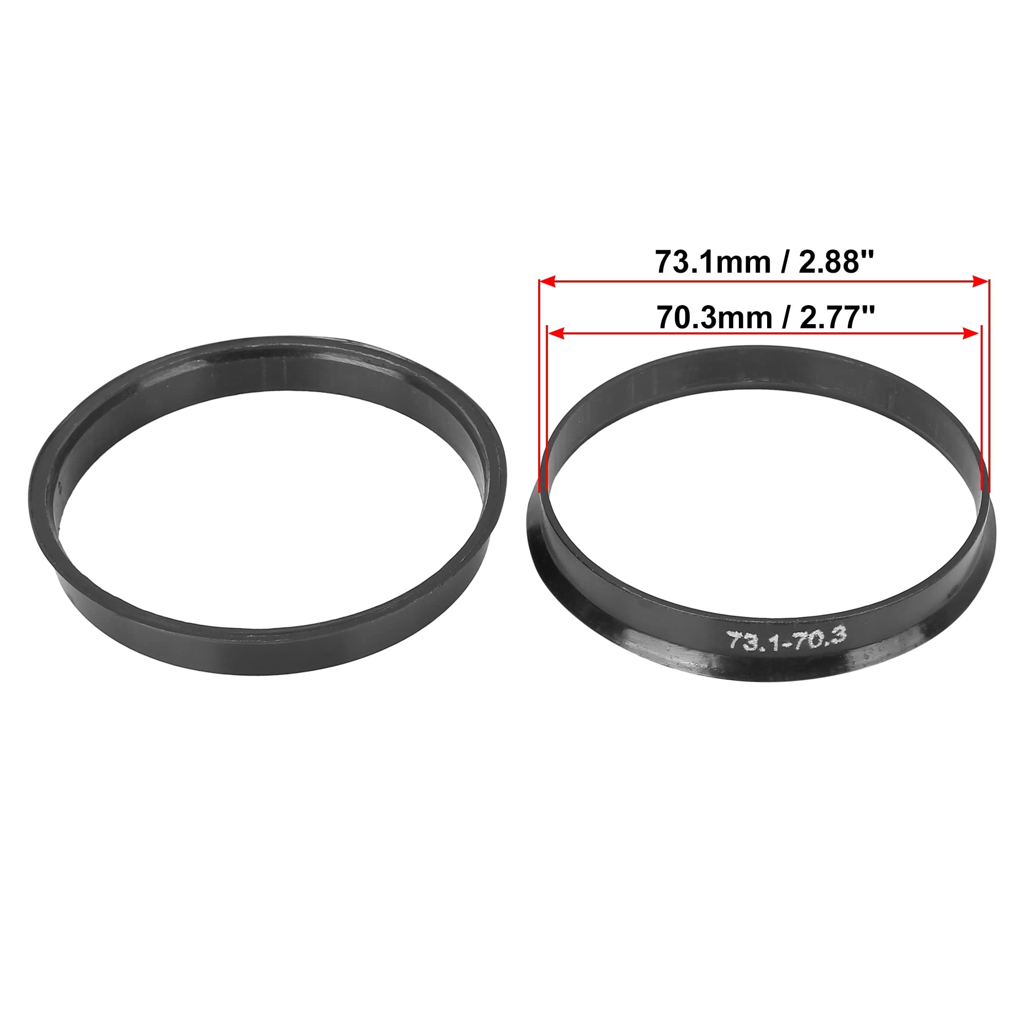 4 Bagues De Centrage 73,1 Mm Vers 66,1 Mm - Anneaux Hub Centric En Plastique Noir