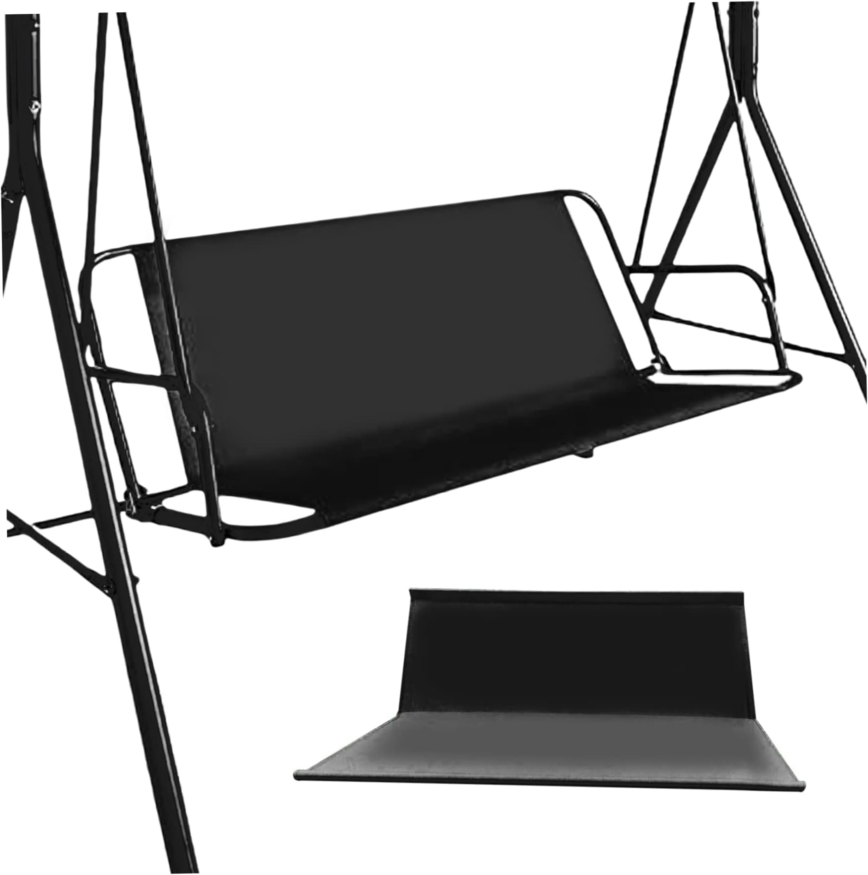Garden Swing Seat Cover Replacement 45x19x19 Inch Waterproof Yard Swing Chair Cover Fit for Outdoor 2 and 3 Seater Swing Chair Black.