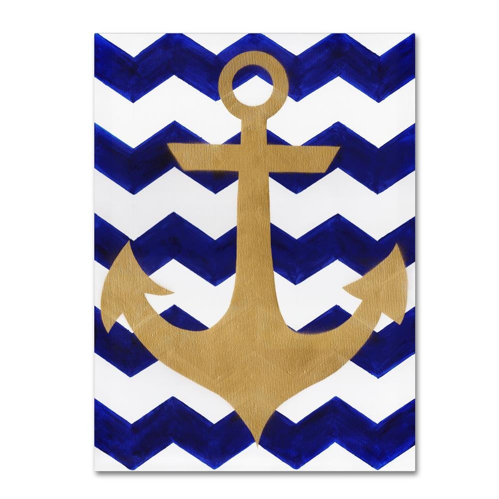 Chevron Anchor by Artpoptart, 14x19-Inch Canvas Wall Art