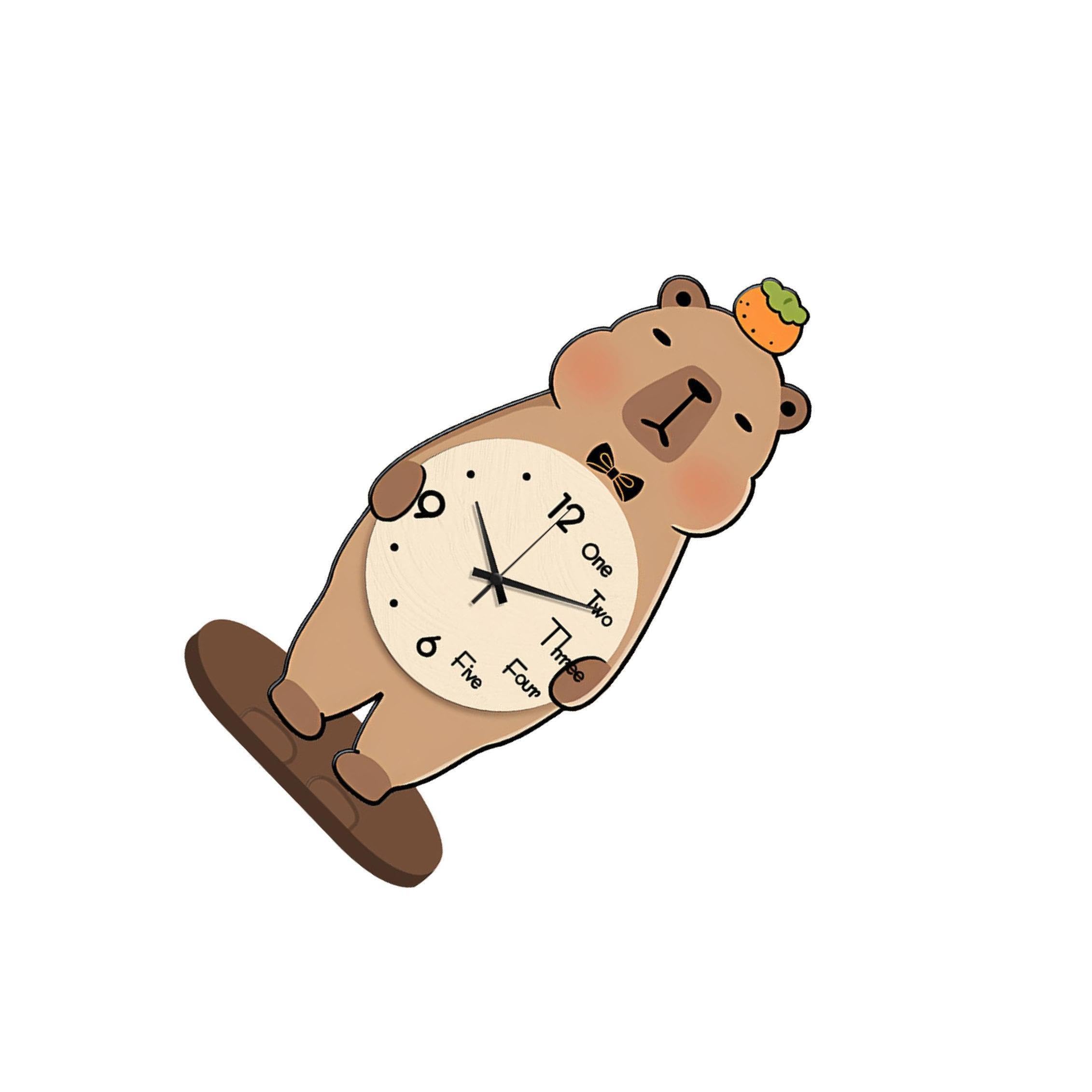 TWISAXC Cartoon Table Clock Cute Wooden Desk Clock For Kid S Room Decor But Unique Desktop Ornament Stable Base