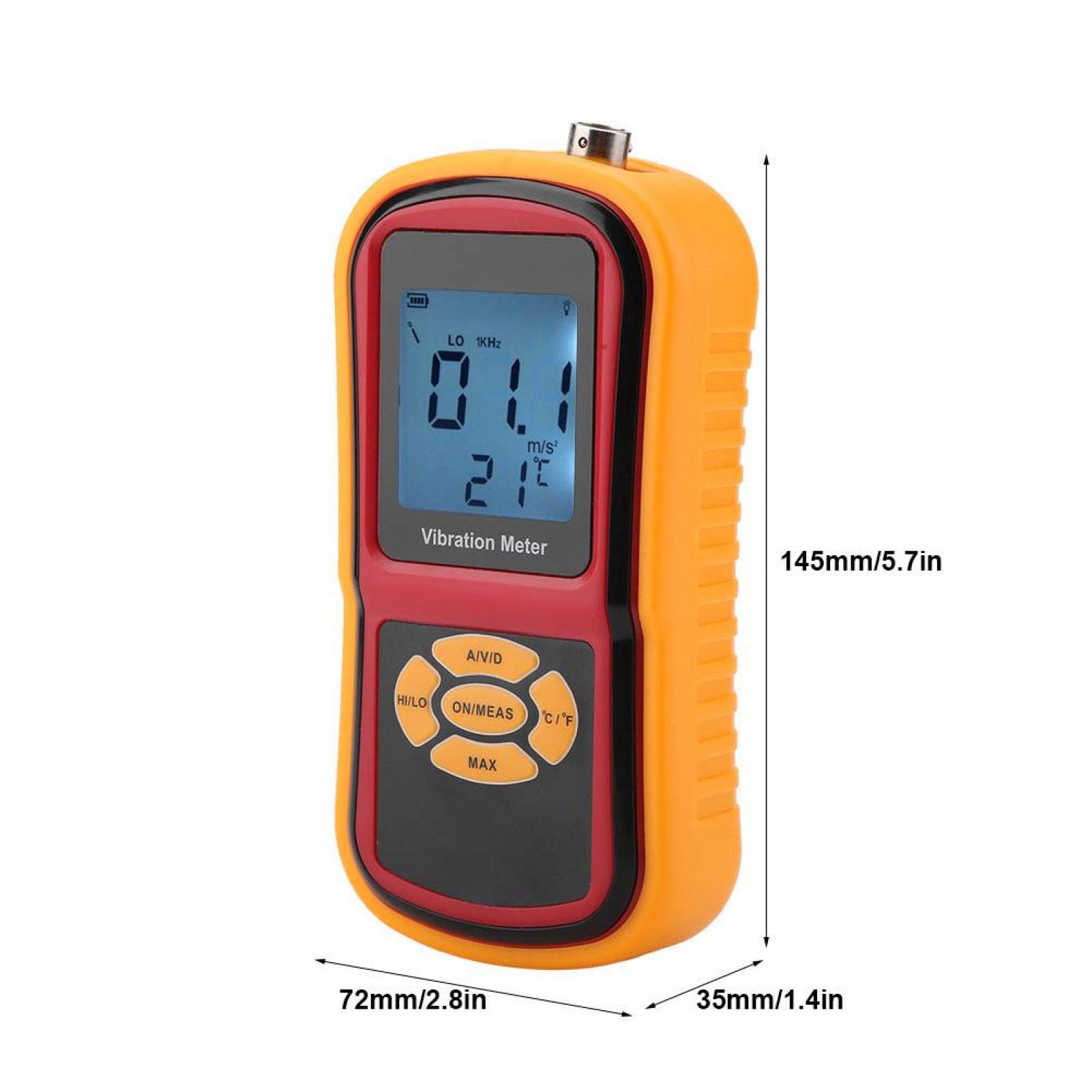 Vibrationsmesser, LCD-Display Digitaler GM63B Vibrationsmesser mit drei Sonden 0-40℃ für mechanische Uhren, Motoren, Lüfter und Lager