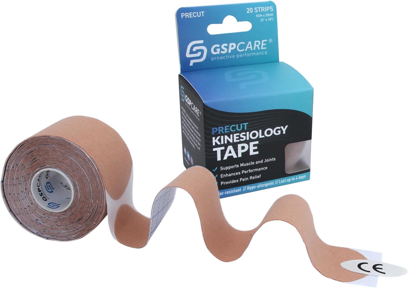 Pre-Cut I Kinesiology Tape, Elastic Sports Tape Used to Prevent Muscle Damage, Protect Joints, and Relieve Muscle Pain, 20 Pieces of Pre-Sliced 5cm*5m Medical Tape.(Skin)…