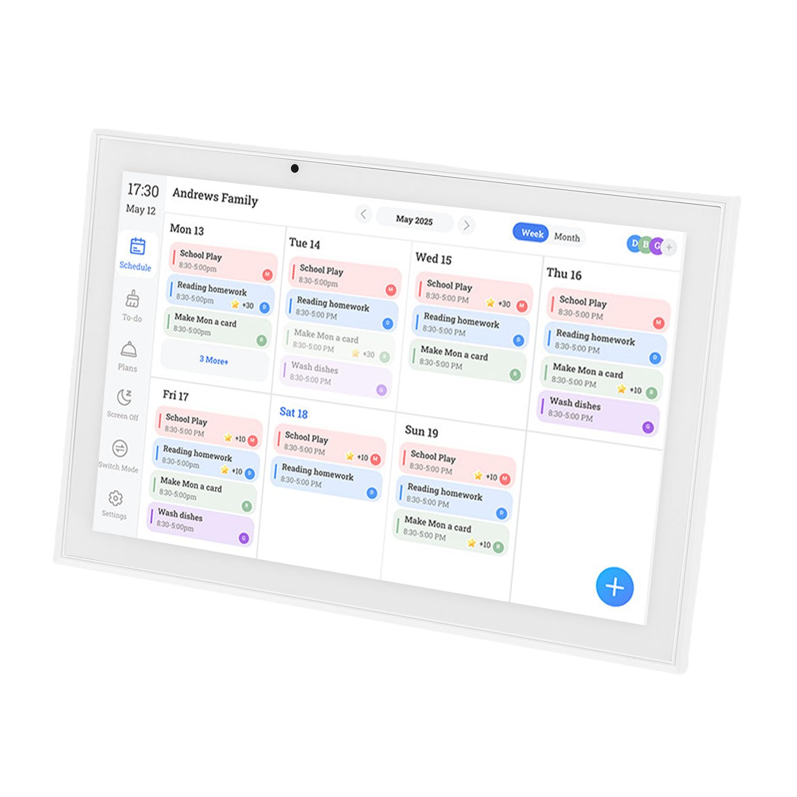 Socobeta Calendario Digitale da 10,1 Pollici Touch Screen Smart Family Planner per Grafico Interattivo dei Lavori Domestici e Gestione delle attività Bianco (Spina UE 100-240 V)