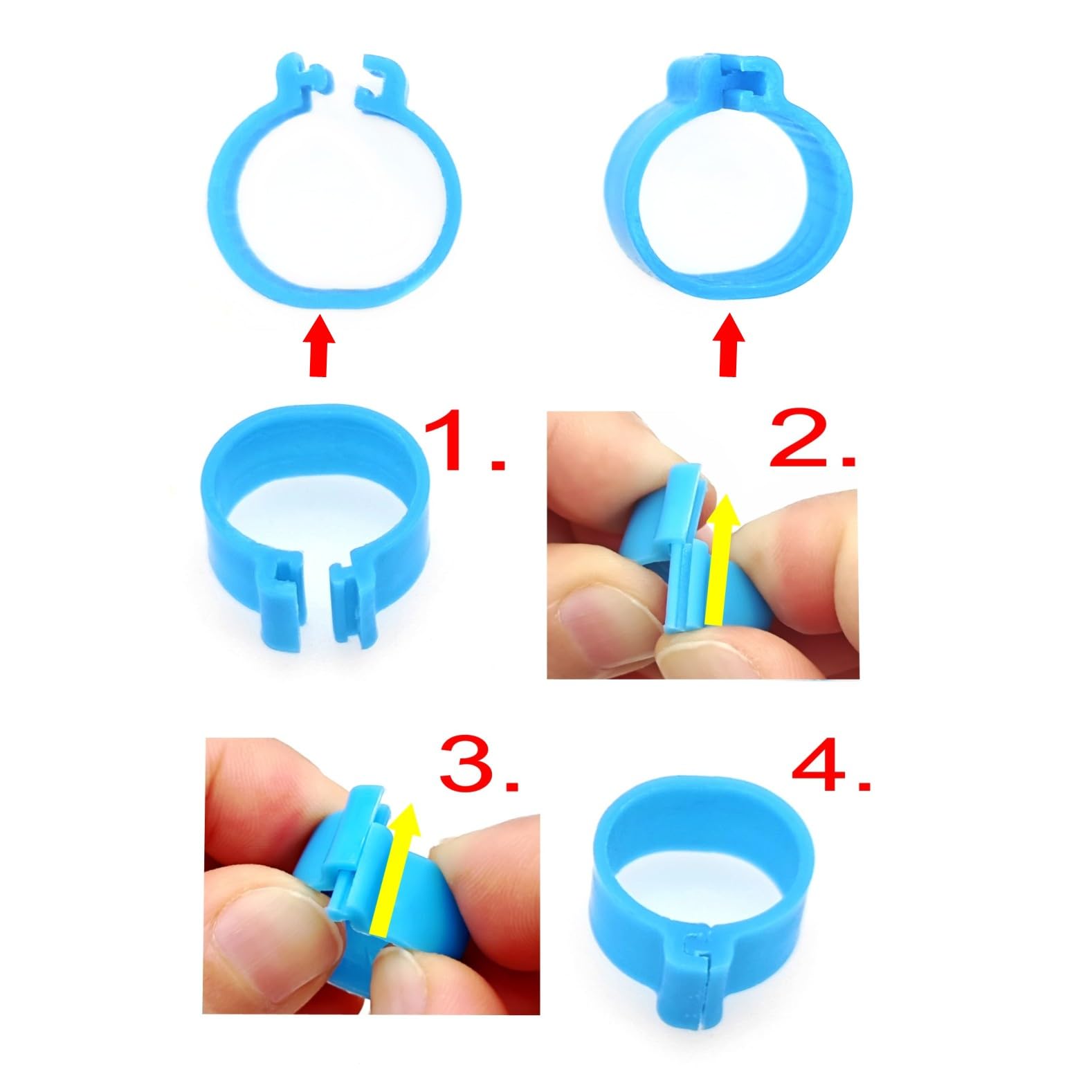 JZK 24 Anillos de Plástico Multicolor 16 mm con Clip para Identificación de Pollo