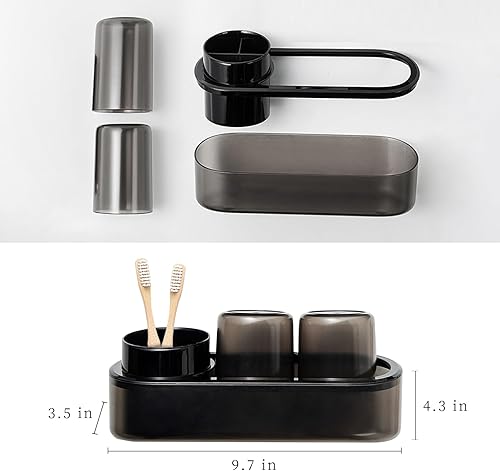 Miniatura 2 de Soporte de plástico para cepillos de dientes, juego de soportes para cepillos de dientes, organizador de baño, encimera, soporte eléctrico para