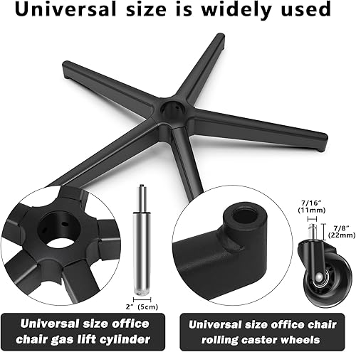 Miniatura 4 de Piezas de repuesto para silla de oficina, 28 pulgadas, repuesto de base resistente (2200 libras), pata de metal reforzada, rueda universal y
