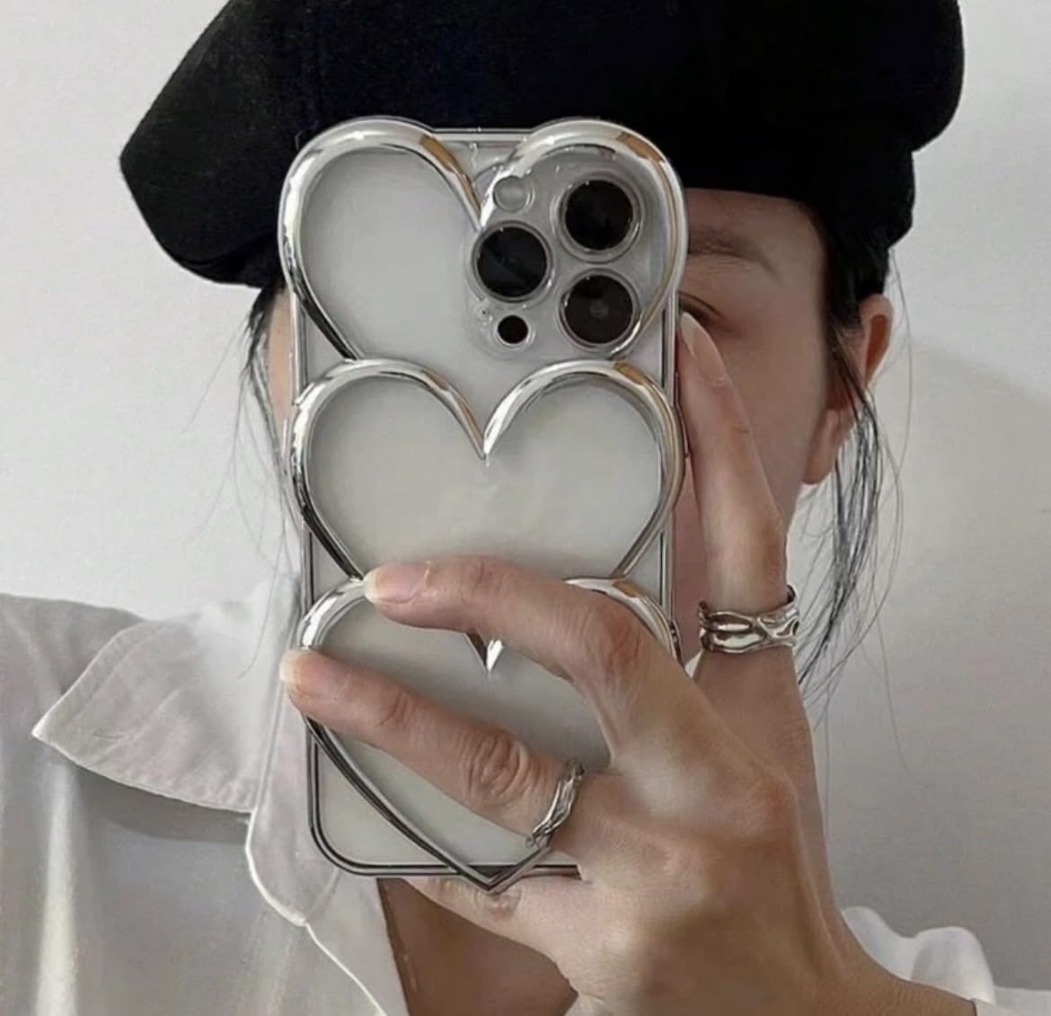 Amazon.co.jp: アイフォン15ケース トリプルハート 耐衝撃 おしゃれ