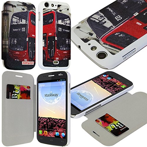 KARYLAX Seluxion - Coque Housse Etui à Motif KJ01 Rabat latéral et Porte-Carte pour Wiko Stairway + Film de Protection