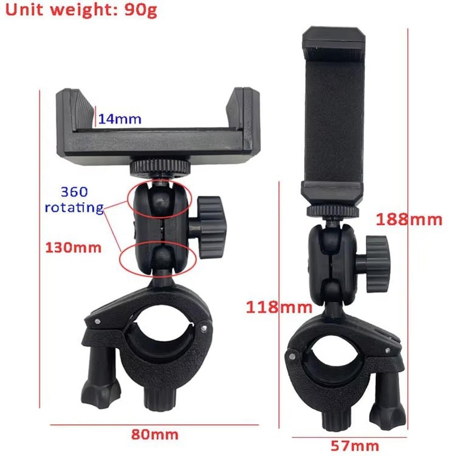 Marching Band Music Lyre Phone Holder for Trompete Clarinet Saxophon Oboe with 360° Rotation Adjustable Mount - Black