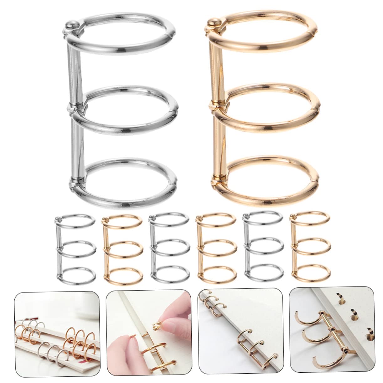 NUOBESTY 4 Set Di Raccoglitori Per Scrapbooking in Metallo Con Fogli Mobili Per Uso Ufficio 8 Pezzi * 4