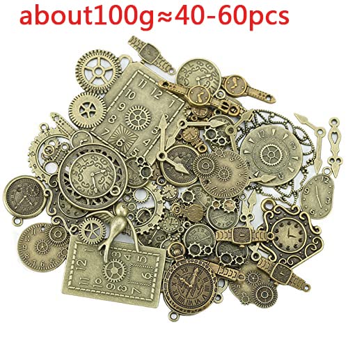 DAHI 100g Metal Assorted Antiqued Bronze Skeleton Steampunk Gears Watch Cog Wheel Sets - Image 2