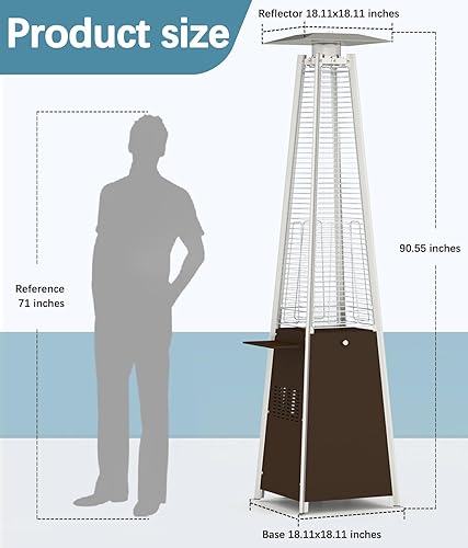 Miniatura 2 de Pyramid - Calentador de patio, 48,000 BTU para exteriores con mesa desmontable, ruedas desmontables, cubierta protectora para terraza al aire libre,