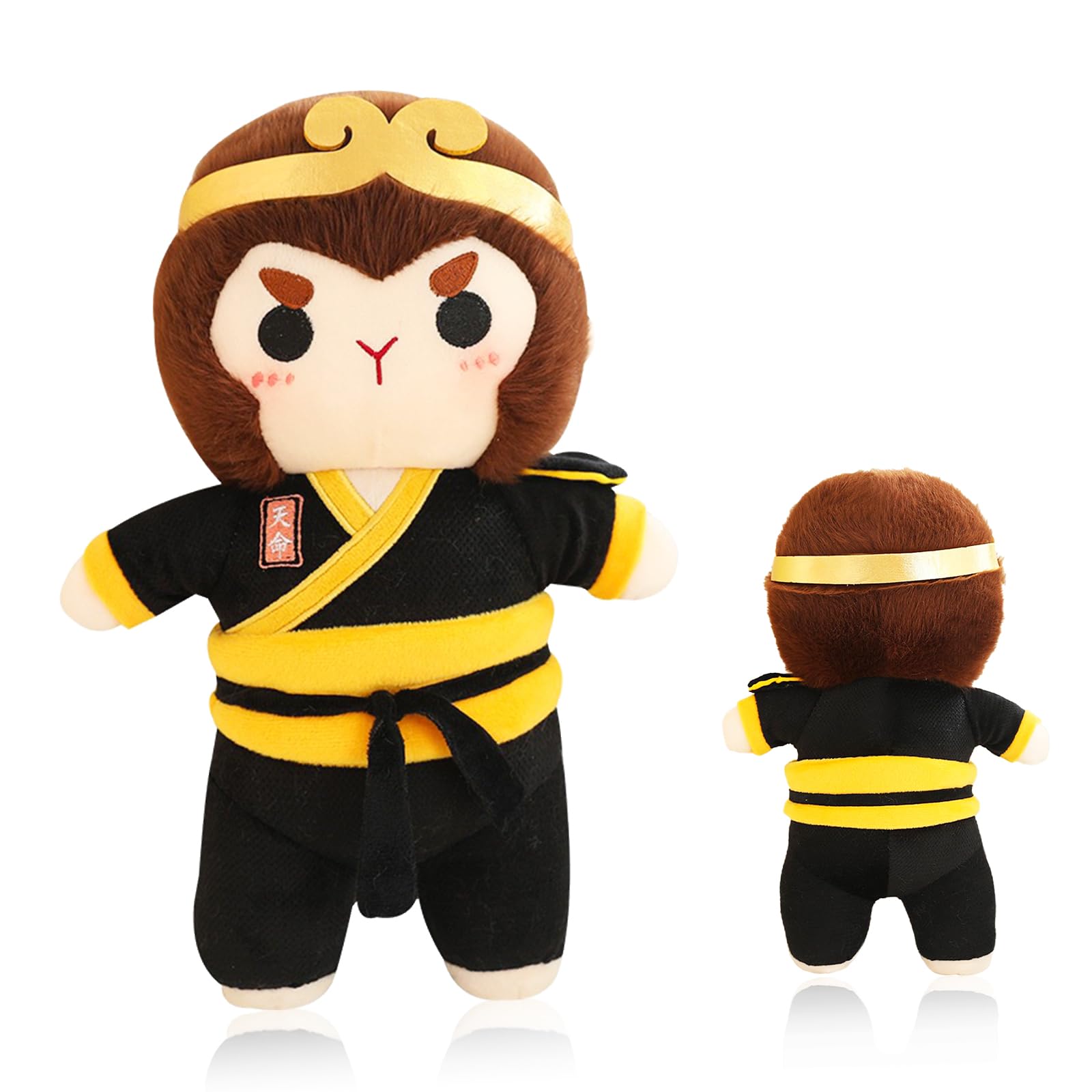 Gxhong Black W ukong Plush Toy, 25 cm Monkey K-ing Stuffed Toy, Black Myth Cuddly Toy Dolls, Characters Game Theme Doll, for Boys and Girls Birthday Gifts, Game Fans Plush Toy