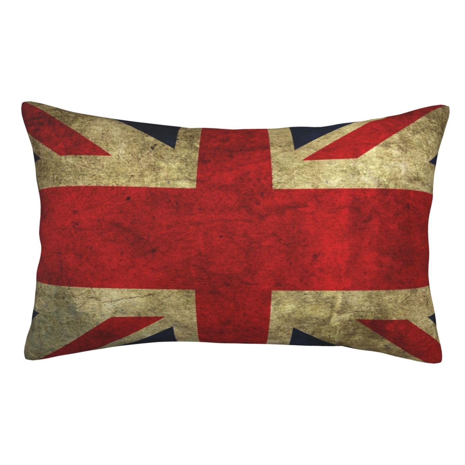 Soft Plush Pillow Cover For Sofa & Bed, British Flag, Standard Furry Throw Pillow Case 50x75 cm, Decorative Cushion Cover For Bedroom Living Room Decor, Hidden Zipper Pillowcases For All Seasons