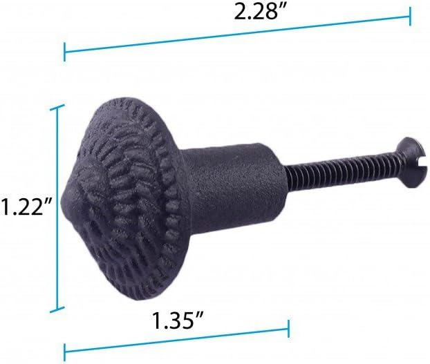 Renovators Supply Manufacturing Round Iron Cabinet Knob Black Fibonacci Design Cabinet Hardware Pack of 10