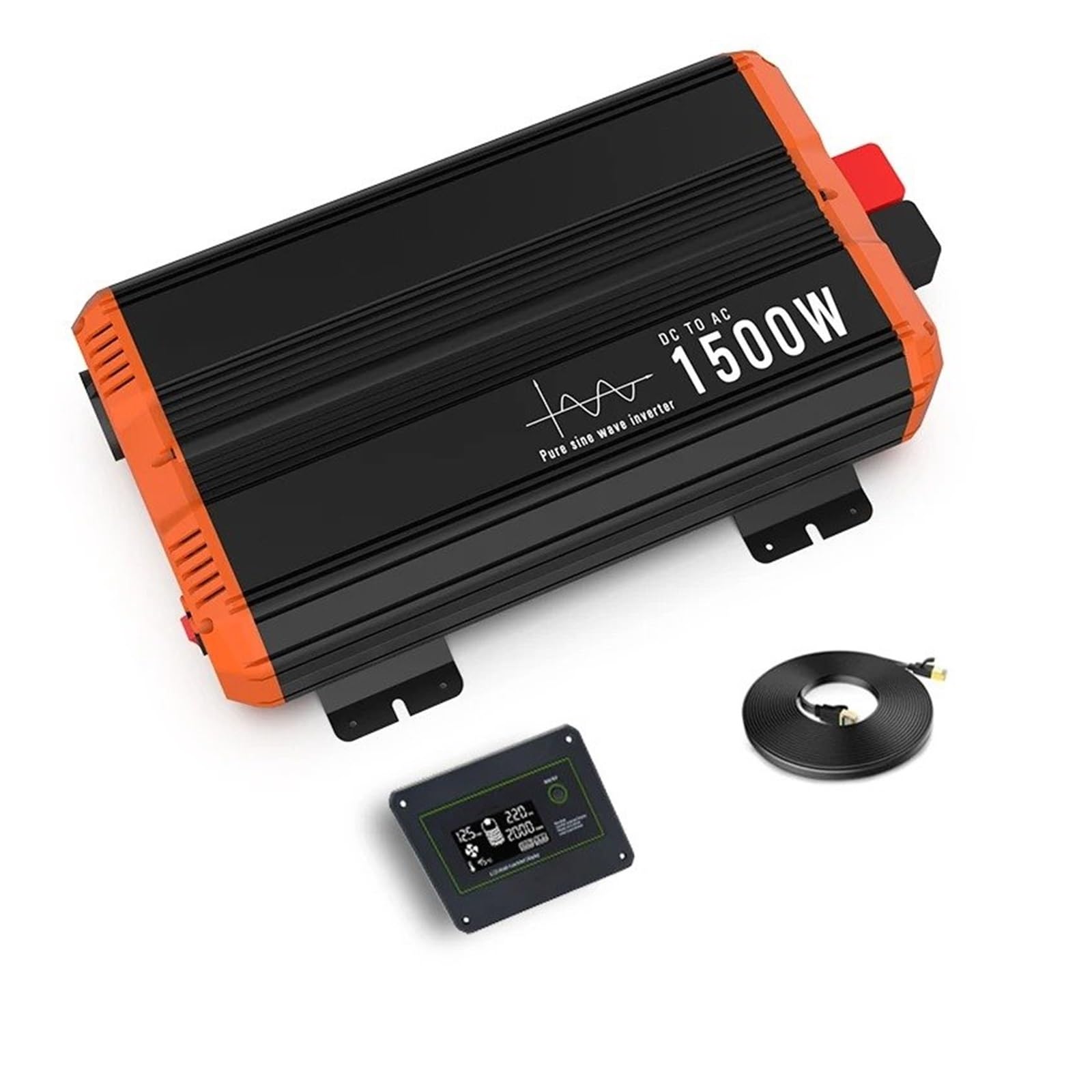 Power Inverter Inversor Corriente Convertidor Potencia para Camping Doméstico Autocaravana Inversor Onda Sinusoidal Pura 12V 24V 48V A 220V 230V Pantalla LCD(Naranja,24V,220V-240V EU)