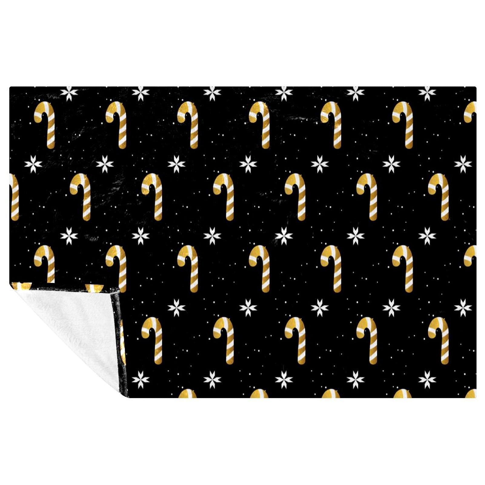 Couverture douce anti-froid Golden Candy Cane-01 pour lit et canapé 150x100 cm