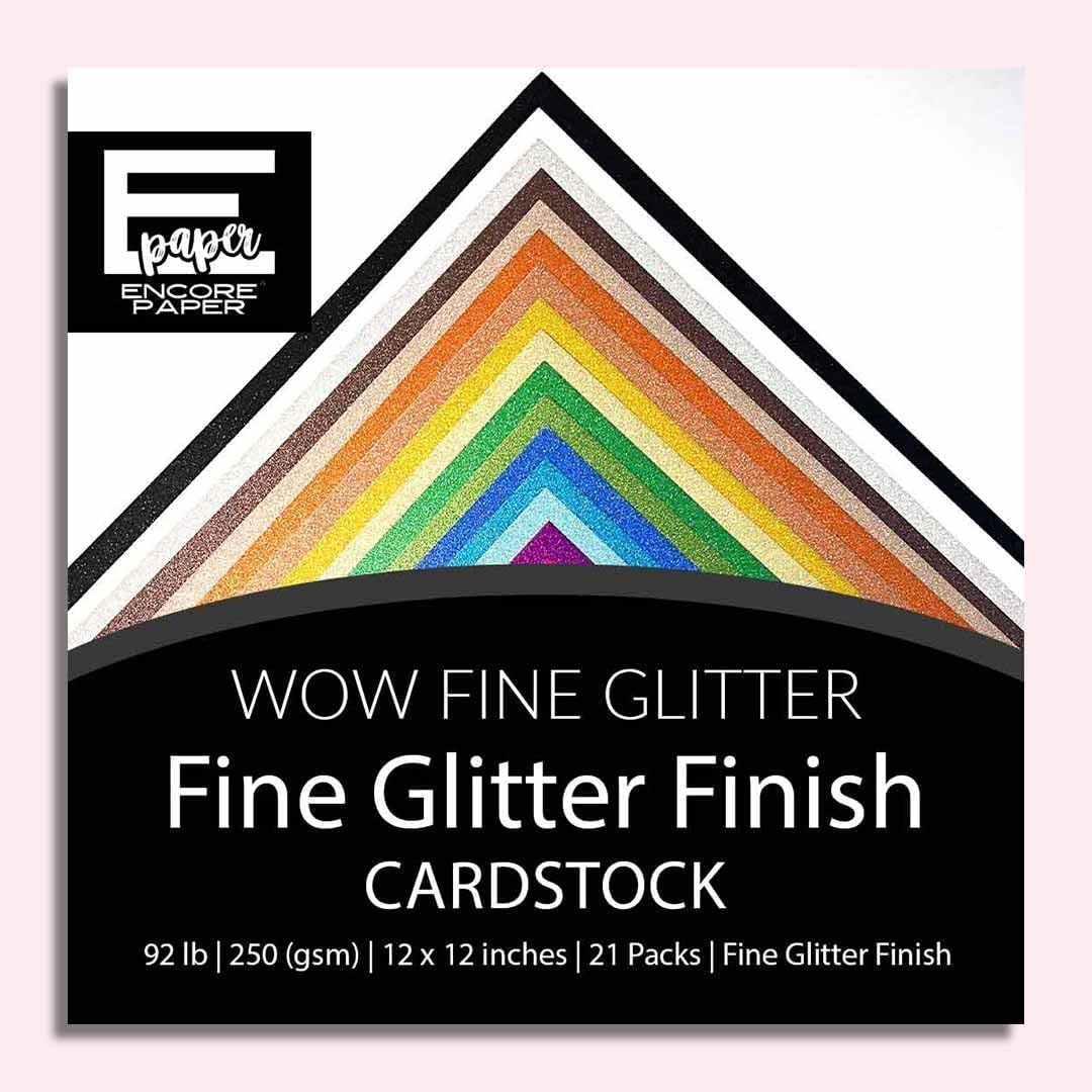 Encore Paper WOW Fine Glitter Cardstock Variety Pack | 21 Dazzling Colors | No-Shed Glitter Finish | 12x12 Inches | Cuts Easily with Machines & Dies |