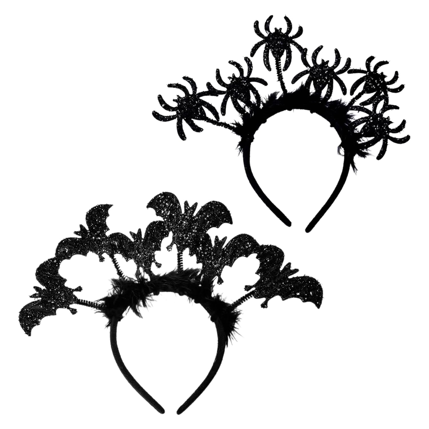 Tvsvkwe Black 1 Piece Spider Headband And 1 Piece Bat Headband, Creative Styling Headband, Fun Headband, Cosplay Accessories.
