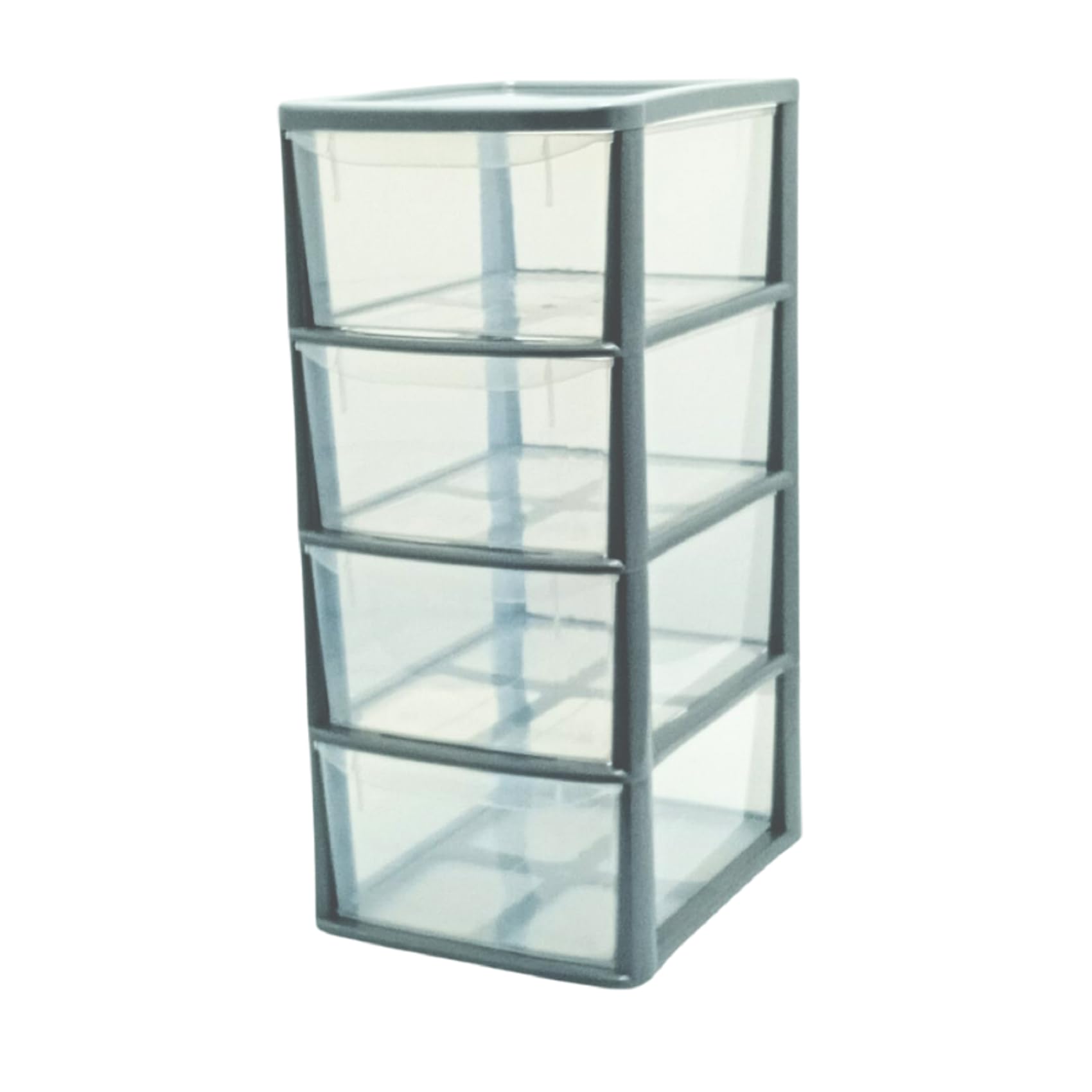 Khanary Women's Silver A4 Plastic Storage 4 Drawer Unit- Medium Vertical File Cabinet- Easy Pull Drawers- Home, Paperwork, Office Supplies, Stationery,Documents, Magazines, Bedside- 63(H) X35(D) X29(W)