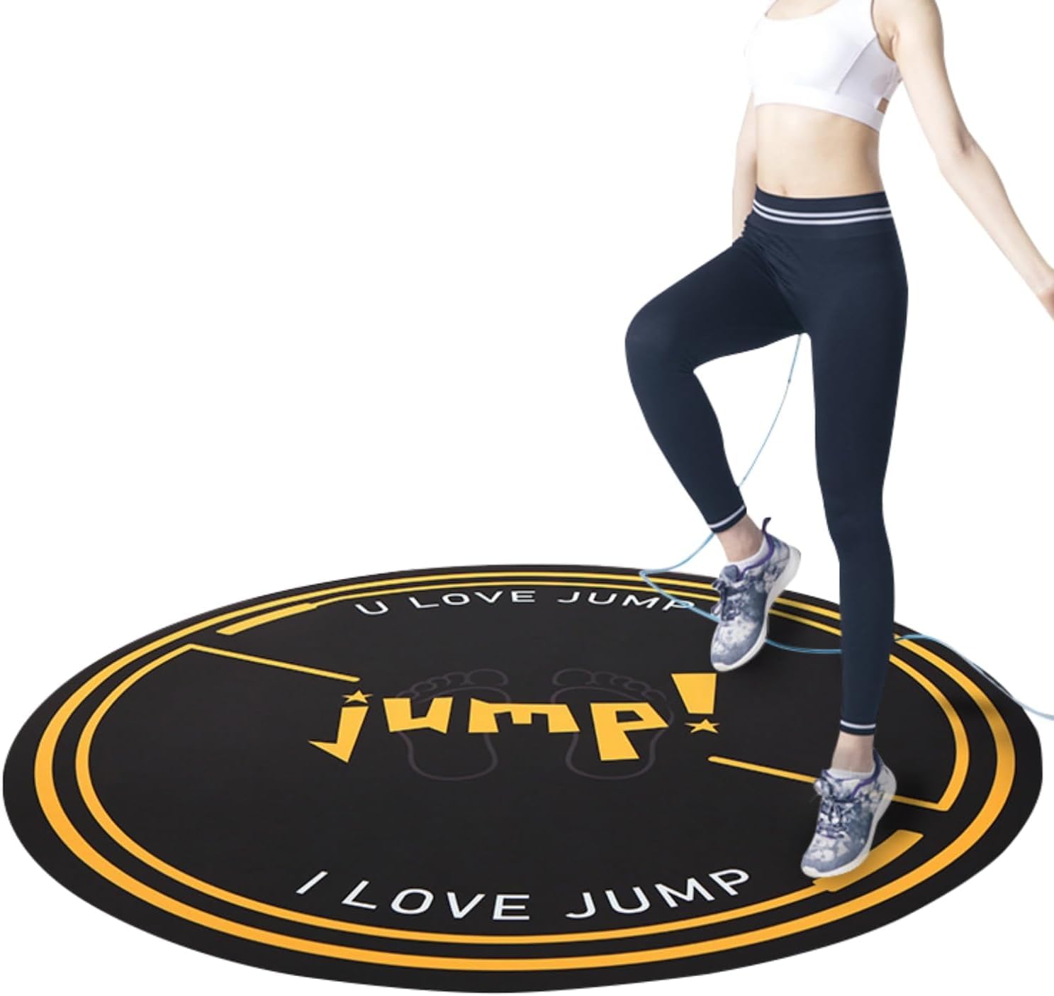petour Jump Rope Mat Large 125 x 125 cm Non-Slip Exercise Fitness Mats Absorbs Impact Indoor & Outdoor Skipping Rope Mats 6MM Round Skipping Rope Mat Workout Jumping Pad for Home Gym Flooring