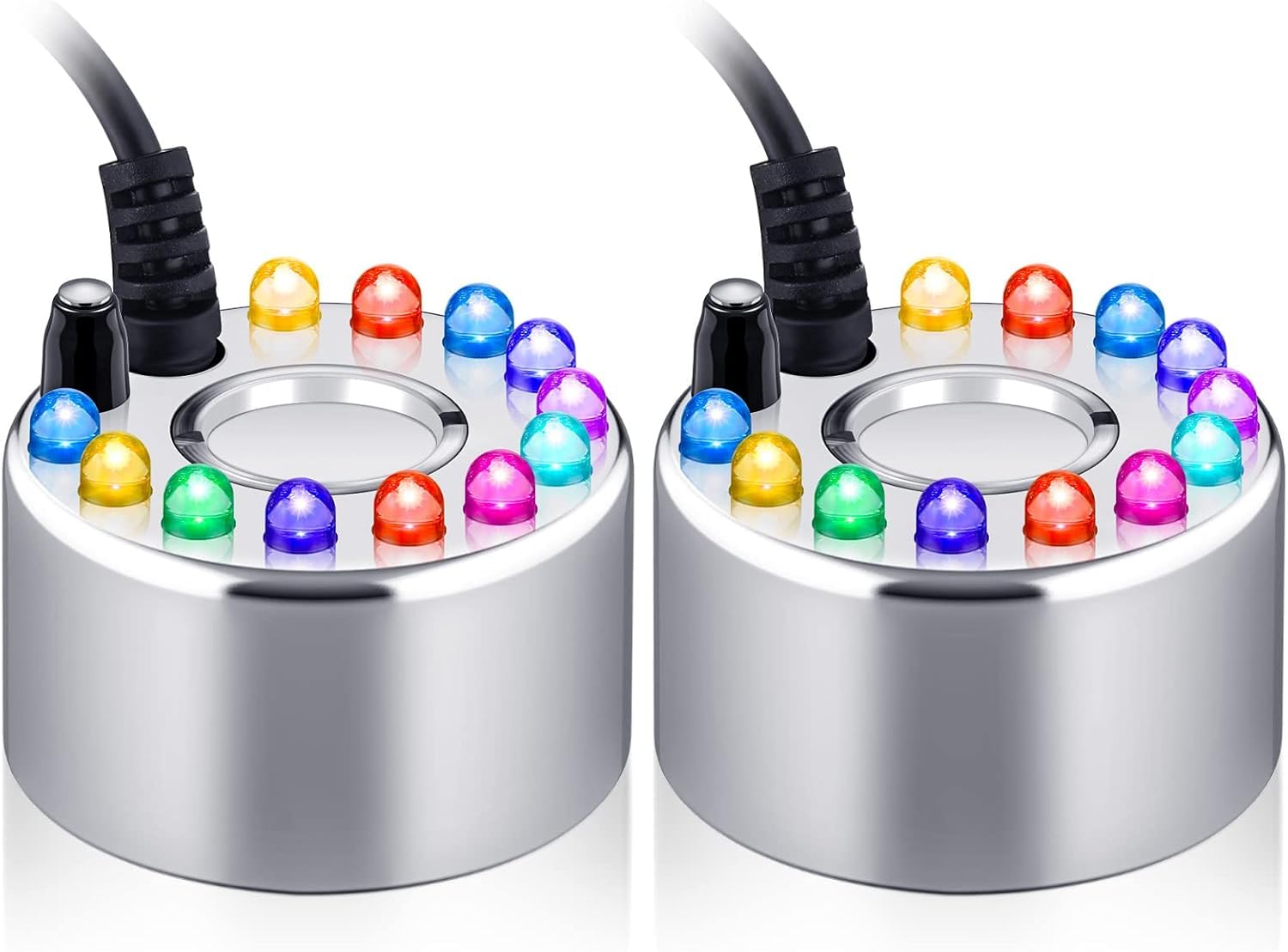 SP Electron Mist Maker Fogger Small Ultrasonic Fog Machine Fountain Halloween Cauldron Mister Fogger Water Garden Pond Foggers Air Humidifier with 12 LED Light Flashes for Party(Light, Alloy) - Image 5 thumbnail