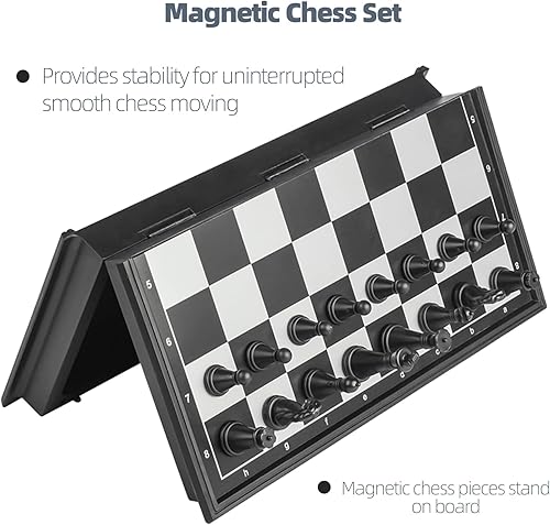 Miniatura 4 de Mini juego de ajedrez de viaje Magnetic Vikutu 5.9 pulgadas Tablero de ajedrez plegable pequeño portátil (XS)