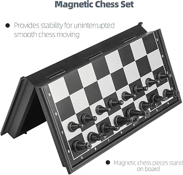 Mini Travel Chess Set Magnetic Vikutu 5.9 Inches Portable Small Folding Chess Board (X-Small)