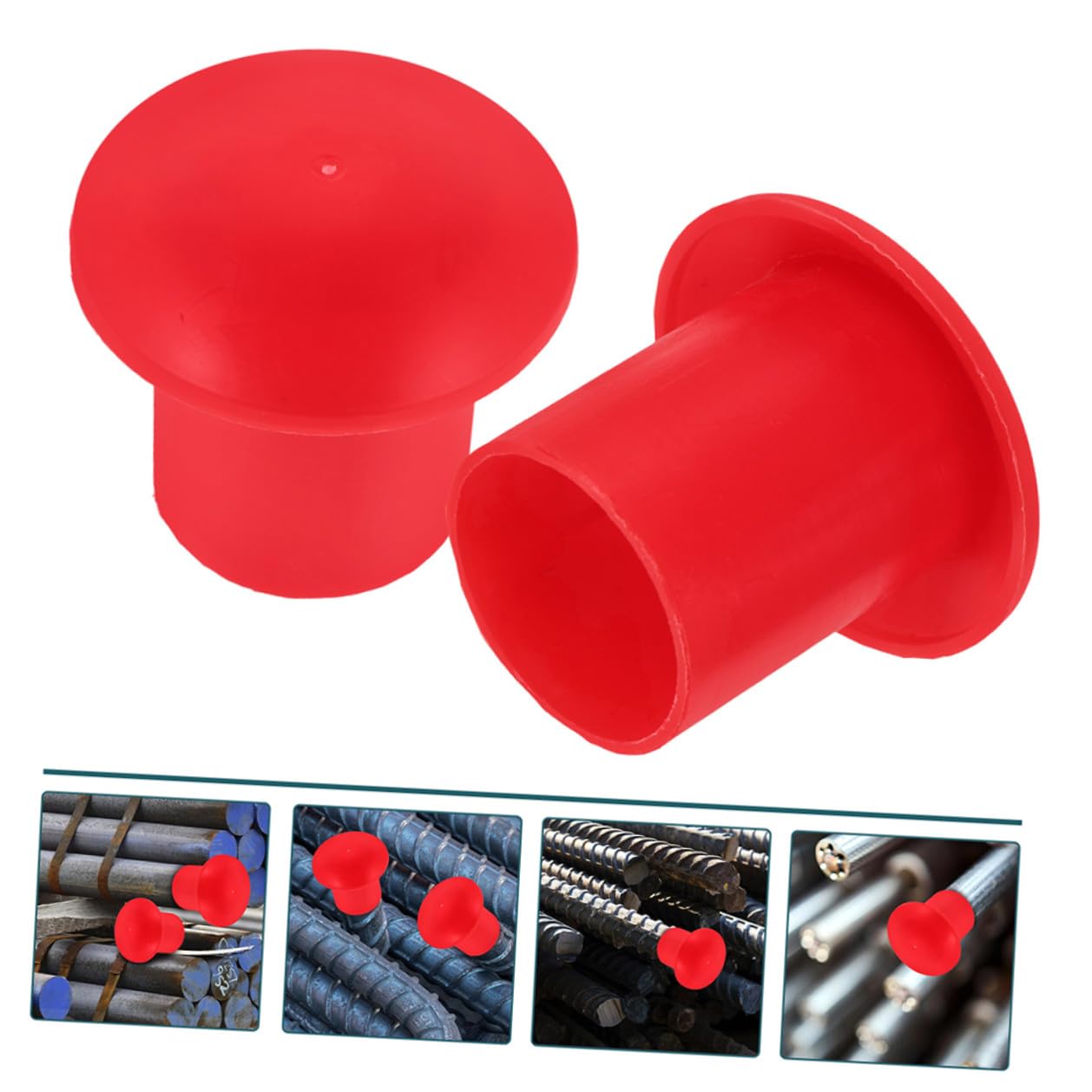 Cappucci di Protezione per Barre D'armatura in Pp Rosso 16-25mm, Tappi Terminali di Sicurezza a Fungo, Copriferro Riutilizzabili 50 Pezzi